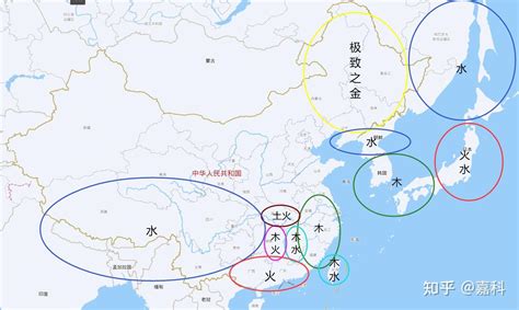 五行属土的国家|东亚地区（中日韩）五行属性图